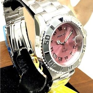 Invicta Women's Watch 14360 Angel Quartz Pink Dial Silver Stainless Steel 40mm